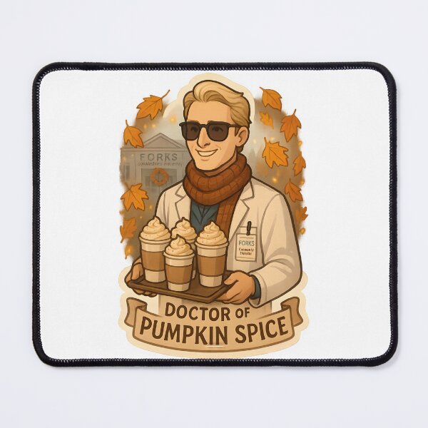 Item preview, Doctor of Pumpkin Spice – Twilight Carlisle Cullen Fall Sticker designed and sold by MAVNALE.