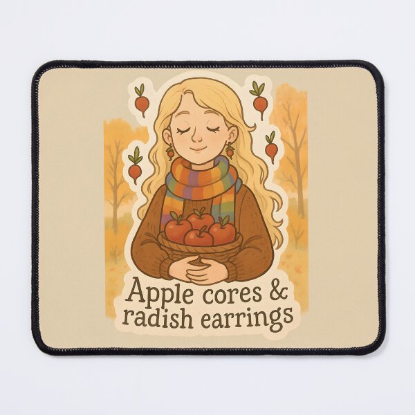 Item preview, Apple Cores & Radish Earrings – Cozy Luna Lovegood Fall Sticker designed and sold by MAVNALE.