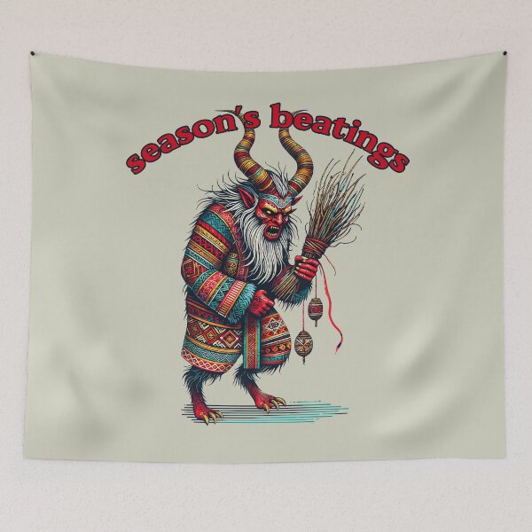 Item preview, Season’s Beatings Krampus – Alpine Folklore Christmas Horror Illustration designed and sold by Victor Shadehorn.