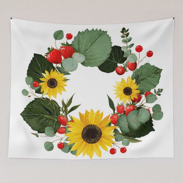 Item preview, Strawberries Sunflower and Eucalyptus Wreath Flower designed and sold by scicilysimonee.