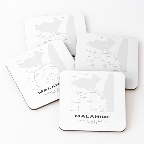 Item preview, Malahide Ireland Map – Minimalist Black & White Coastal Print designed and sold by RM-Journey.