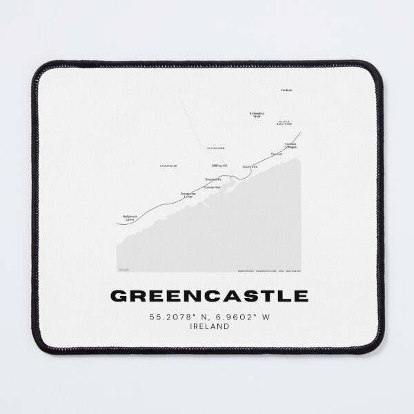 Item preview, Greencastle Ireland Map – Minimalist Black & White Town Print designed and sold by RM-Journey.