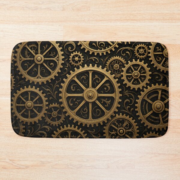 Item preview, Steampunk Golden Gear Mechanism Pattern designed and sold by SassyArtistry.
