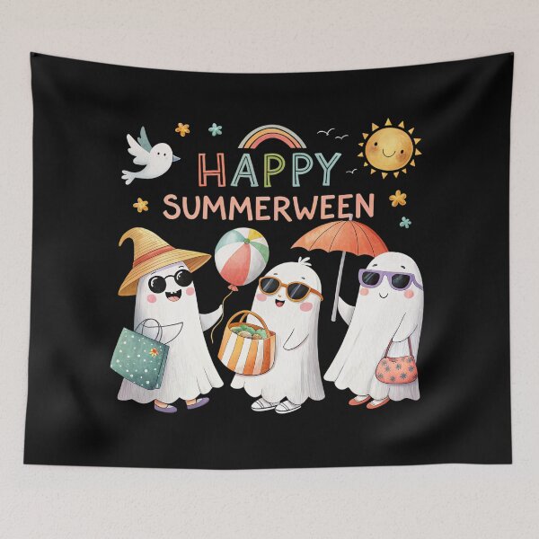 Item preview, happy summerween funny three ghosts designed and sold by GogoGrove.