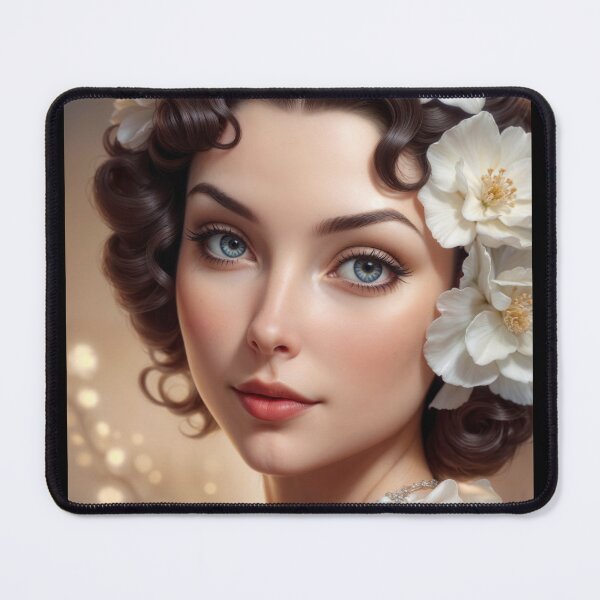 Item preview, Romantic Portrait of a Woman with White Flowers – Ethereal Figurative Art Print designed and sold by Empty Paradise.