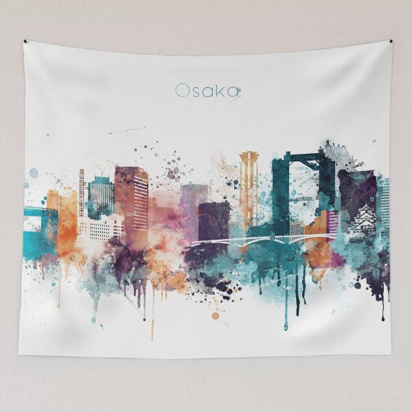 Item preview, Osaka skyline in watercolour designed and sold by IvonDesign.