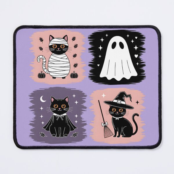 Item preview, Black Cat Halloween Quartet – Ghost, Vampire, Witch & Mummy designed and sold by MvuuStudio.