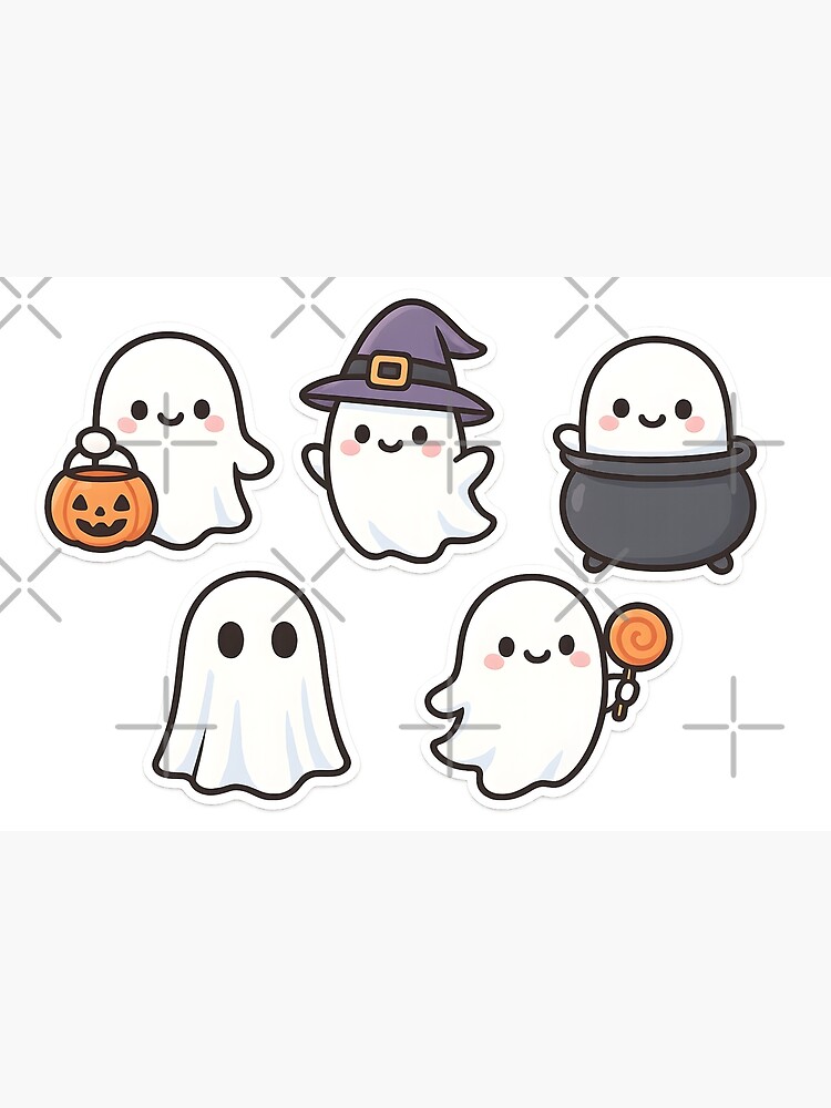 Cute Halloween Ghost Sticker Set Poster