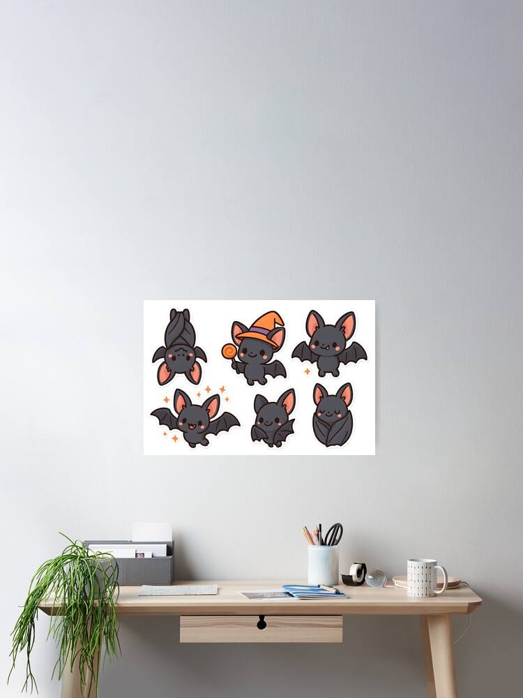 Cute Halloween Bat Sticker Set Poster