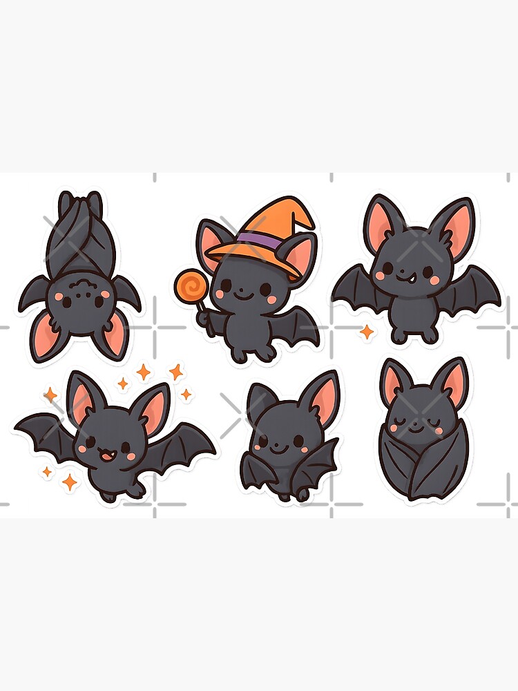 Cute Halloween Bat Sticker Set Poster