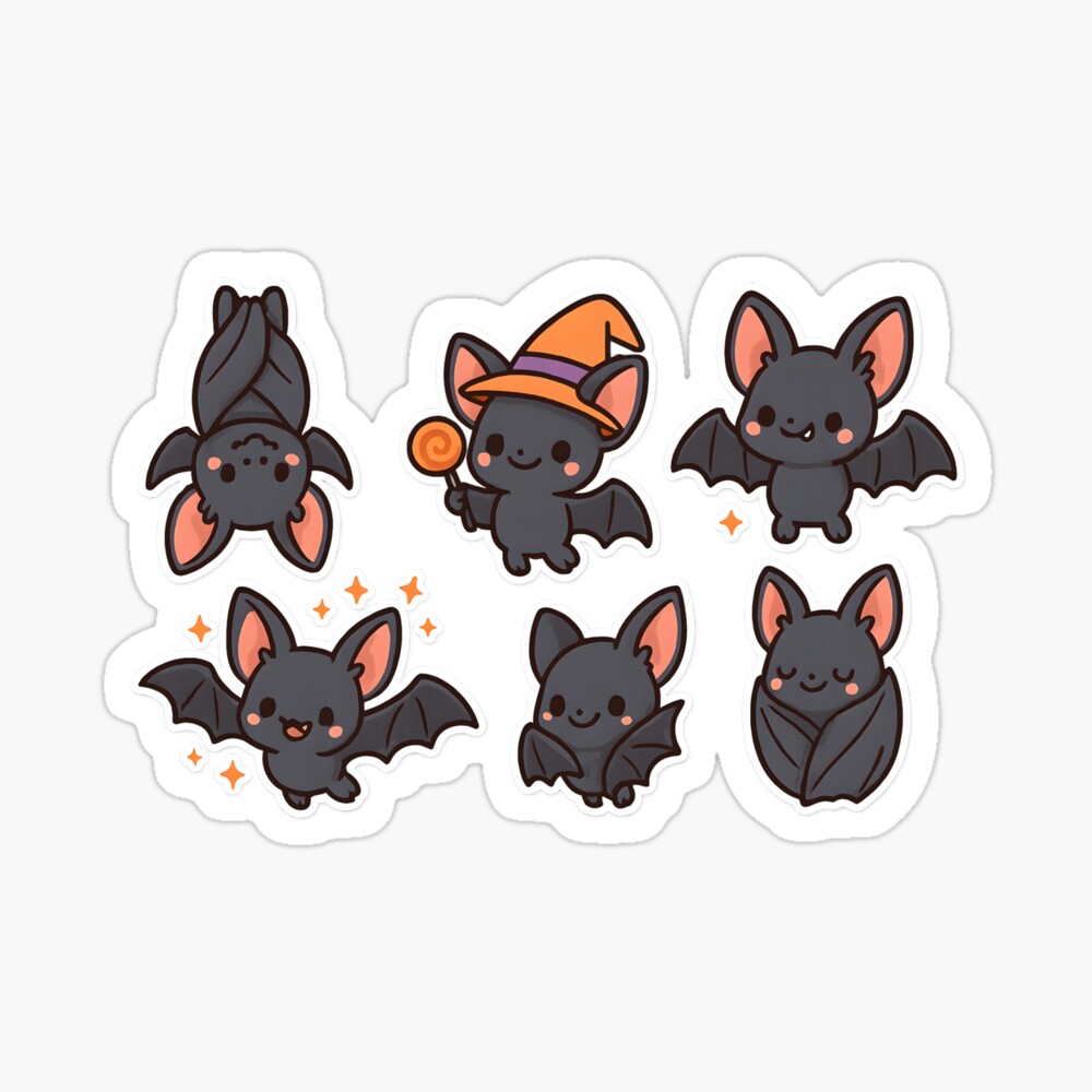 Cute Halloween Bat Sticker Set Poster