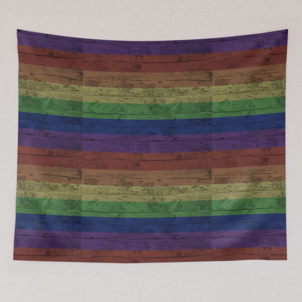 Aperçu de l'œuvre Drapeau arc-en-ciel de la fierté gaie, grain de bois vieilli créée et vendue par TackyTime.
