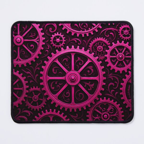 Item preview, Steampunk Hot Pink Gear Mechanism Pattern designed and sold by SassyArtistry.