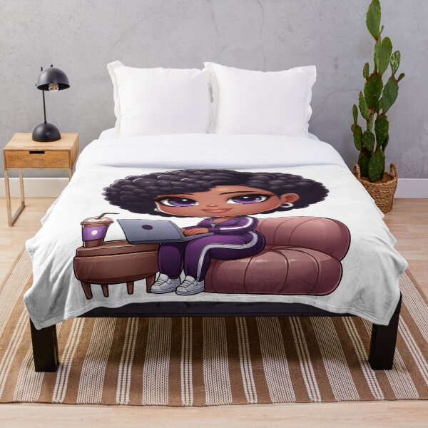 Item preview, Cute Black Girl with Laptop Sticker designed and sold by Lulunza.