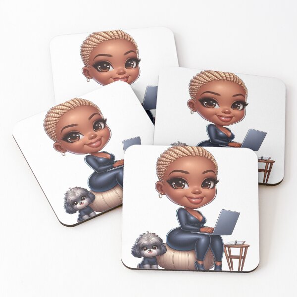 Item preview, Afro Hair Girl Working on Computer designed and sold by Lulunza.