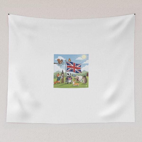 Artikelvorschau, Flagge des Vereinigten Königreichs mit Tieren entworfen und verkauft von Barnsey.