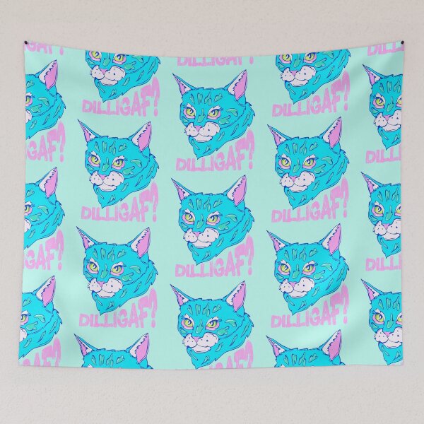 Item preview, feisty cat - spicy cat - dilligaf? - unimpressed blue cat designed and sold by crestfallenmermaid.