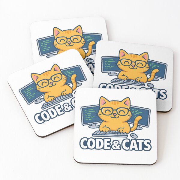 Item preview, Funny Geek Cat – Cute Cartoon Coder Cat with "Code & Cats" designed and sold by MeowLaugh.