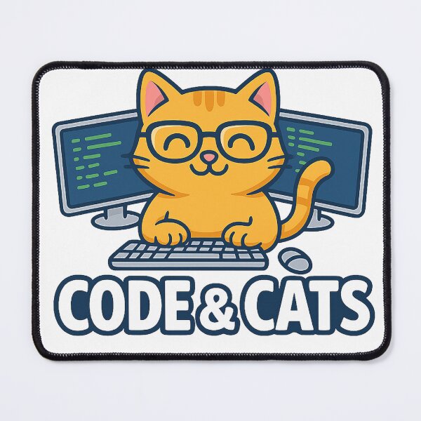 Item preview, Funny Geek Cat – Cute Cartoon Coder Cat with "Code & Cats" designed and sold by MeowLaugh.