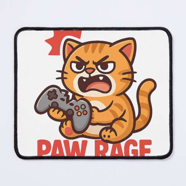 Item preview, Funny Rage Quit Cat – Cute Cartoon Gamer Cat with "Paw Rage" designed and sold by MeowLaugh.