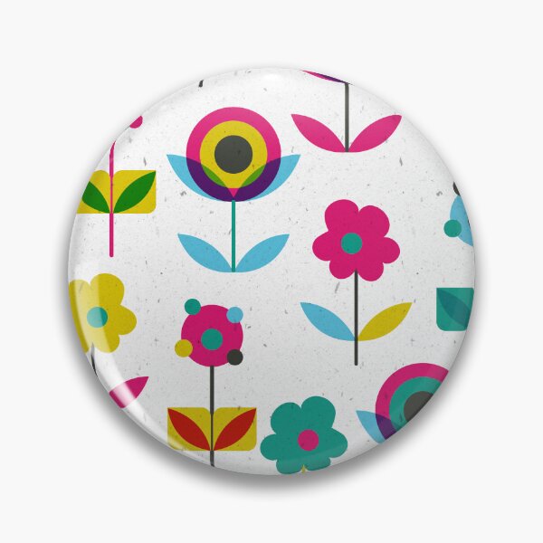 Item preview, Retro Flowers with Stems and Leaves Pattern designed and sold by Farissa Designs.
