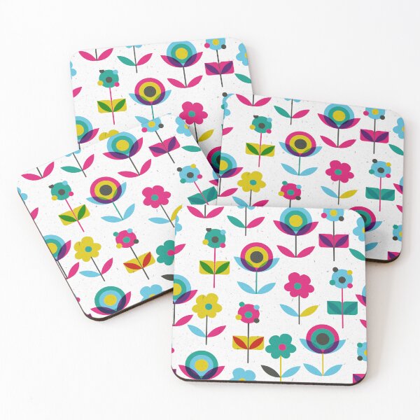 Item preview, Retro Flowers with Stems and Leaves Pattern designed and sold by Farissa Designs.