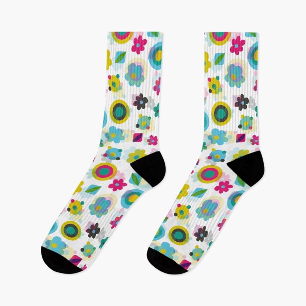 Item preview, Retro Funky Flower Heads en patrón multicolor designed and sold by Farissa Designs.