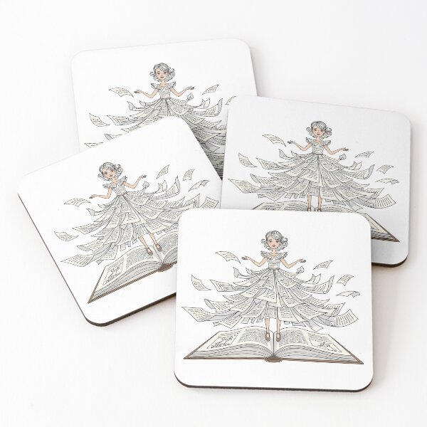 Item preview, Literary Muse: Whimsical Illustration of a Woman in a Book Page Dress designed and sold by Apex Designs.