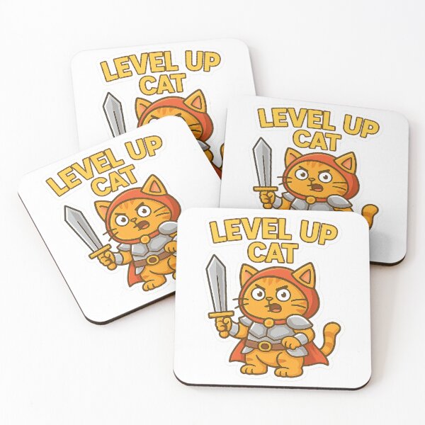Item preview, Funny RPG Cat – Cute Cartoon Cat Knight with Sword "Level Up Cat" designed and sold by MeowLaugh.