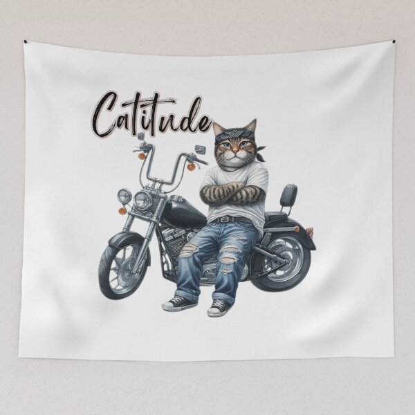 Item preview, Cool Cat Attitude Motorcycle Tee - Unisex Jersey T-Shirt, Cat Lover Gift, Biker Shirt, Funny Pet Apparel, Casual Wear designed and sold by Myrtle Rose Designs.