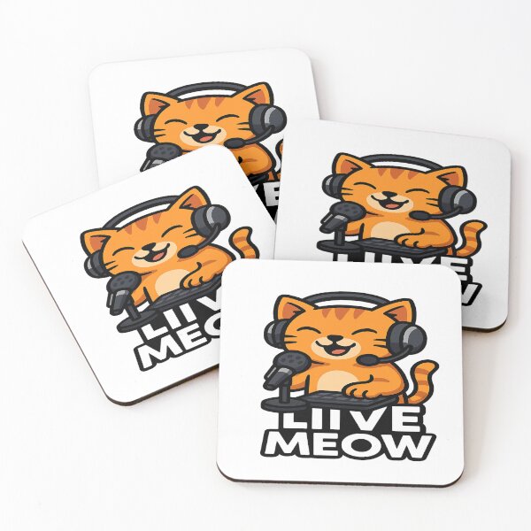 Item preview, Funny Streamer Cat – Cute Cartoon Cat with Headset, Microphone and "Live Meow" designed and sold by MeowLaugh.