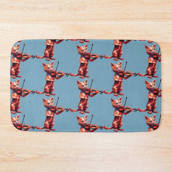 Item preview, cat playing violin geometric mosaic designed and sold by designmari.