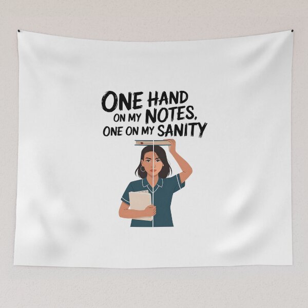 Item preview, One Hand on My Notes, One on My Sanity | Funny Student Nurse Life designed and sold by CuteDesignables.