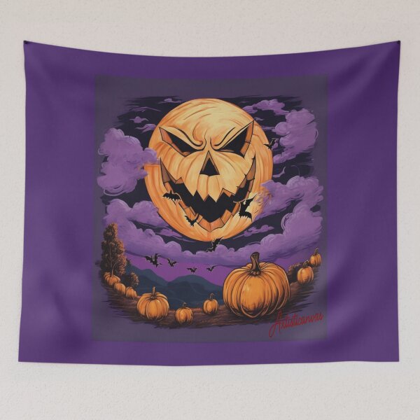 Item preview, "Enchanted Halloween Night: Giant Pumpkin Moon and Bats" designed and sold by Artisticanvas.