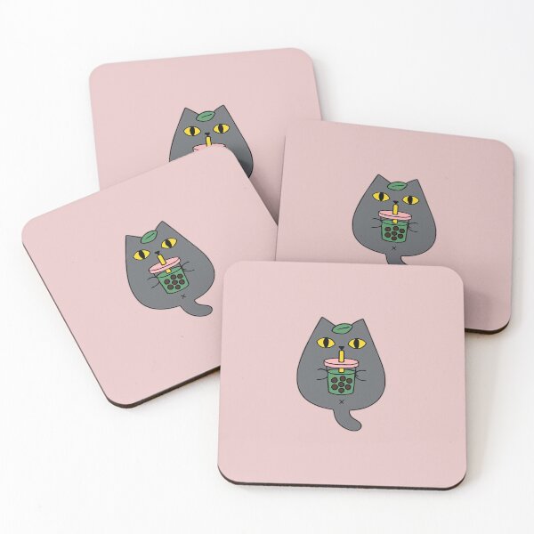 Item preview, Grey Cat Drinking Boba Tea | Sticker Cats designed and sold by Whimsical Cat Designs.