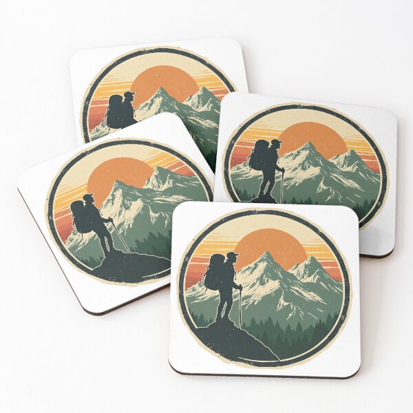 Item preview, Hiking Badge Vintage Retro Sunset | Mountain Explorer Silhouette Backpacker Adventure Logo Design designed and sold by VividByAmani.