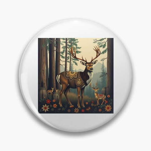 Item preview, Nordic Deer with Folkloric Forest Motifs designed and sold by sharon1210.