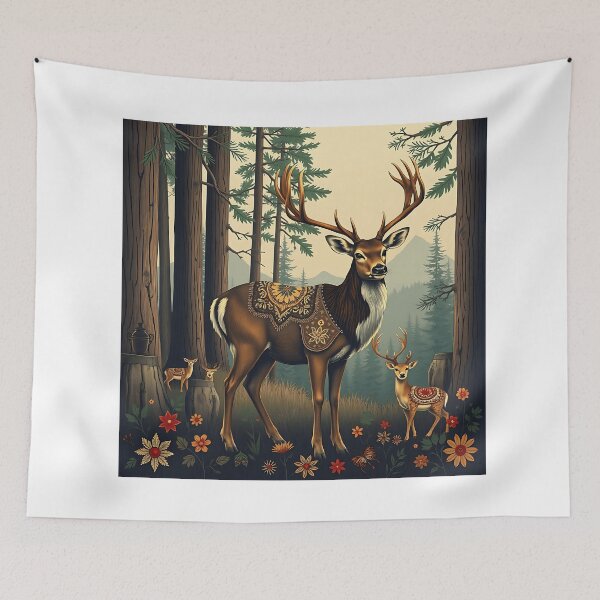 Item preview, Nordic Deer with Folkloric Forest Motifs designed and sold by sharon1210.