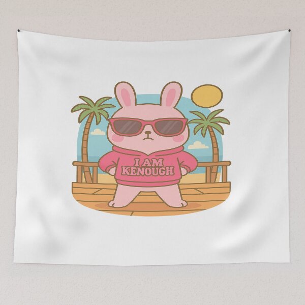 Item preview, I Am Kenough Kawaii Pink Bunny in Sunglasses – I Am Kenough Hoodie Self‑Love Design designed and sold by Trendiihub.