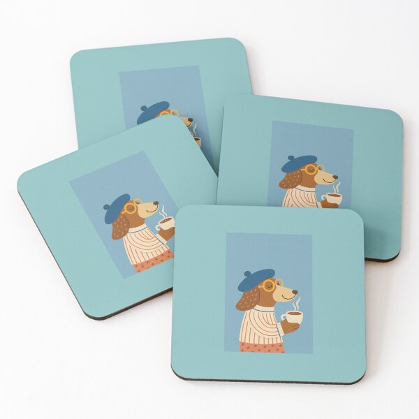 Item preview, Stylish Dog with Coffee Cup Illustration designed and sold by daldadesign.