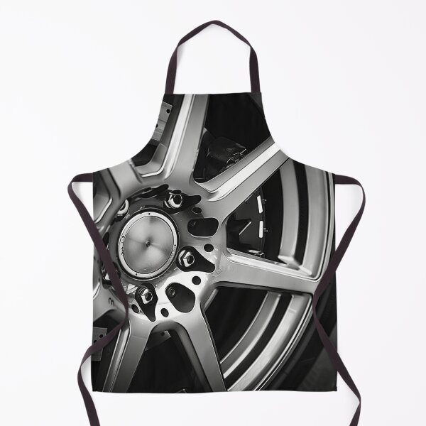 Item preview, Black and White Car Wheel & Brake Rotor Close-Up designed and sold by ArgentoArt.