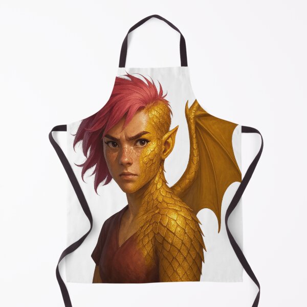 Item preview, Nimona Inspired Dragon Transformation Portrait – Pink Hair, Gold Scales & Fantasy Wing Art designed and sold by Trendiihub.