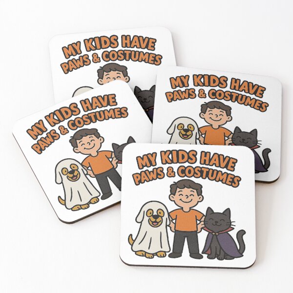 Item preview, Funny Halloween Shirts – Man and Pets My Kids Have Paws & Costume designed and sold by artbibun.
