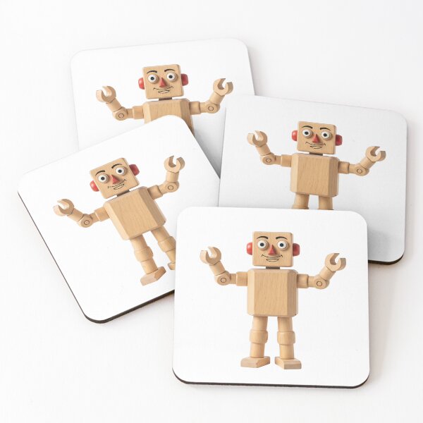 Item preview, Colorful Wooden Robot with Raised Arms designed and sold by BlurBlurDesign.