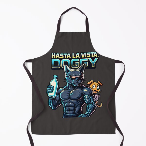 Item preview, Muscular Cyborg Cat | Hasta the Vista Doggy Funny Illustration designed and sold by All Creative Designer.