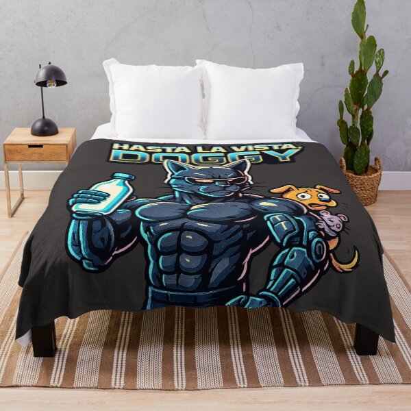 Item preview, Muscular Cyborg Cat | Hasta the Vista Doggy Funny Illustration designed and sold by All Creative Designer.