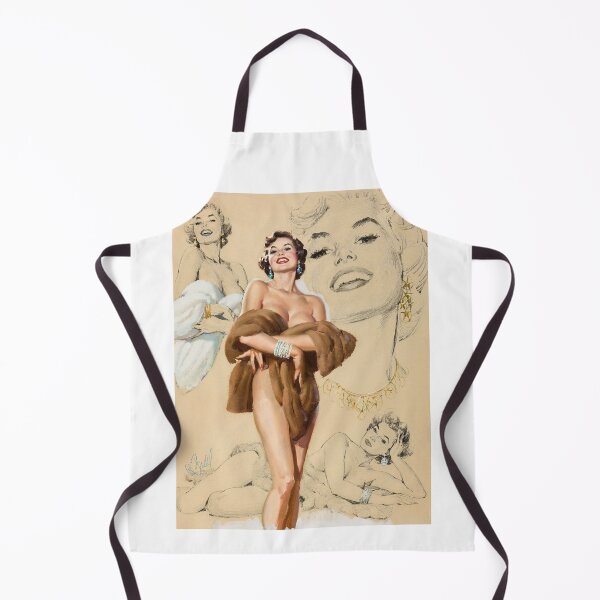 Item preview, Wrapped in Fur Pin-Up with Sketch Background Art by Al Buell - Beautiful Art - Classic Illustration Retro Pin-Up Model designed and sold by centuryretromedia.