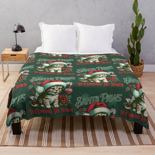 Item preview, Santa Paws is Coming to Town Cat Christmas designed and sold by kiwi91.