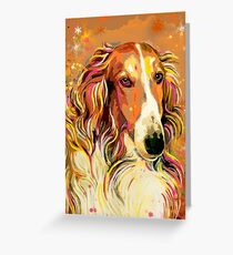 Borzoi Boris Pop Art - Tan Greeting Card