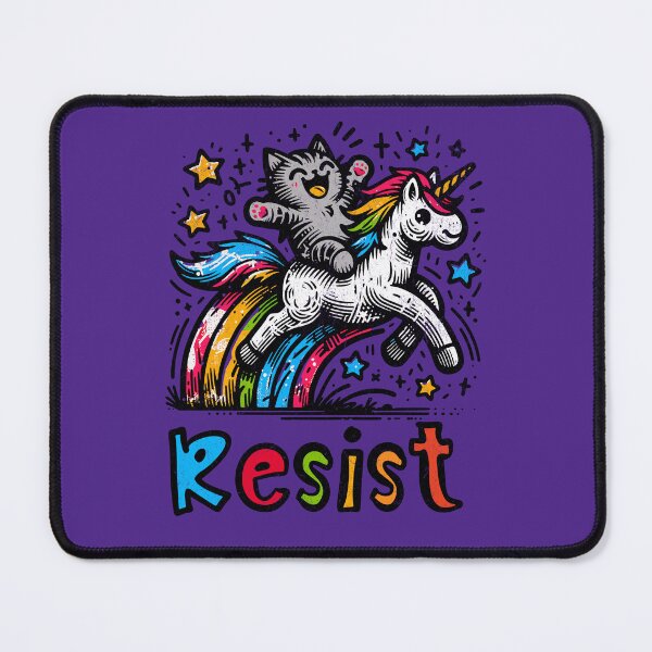 Item preview, Resist Cat Riding Unicorn Rainbow Protest Art designed and sold by chrisrivait.